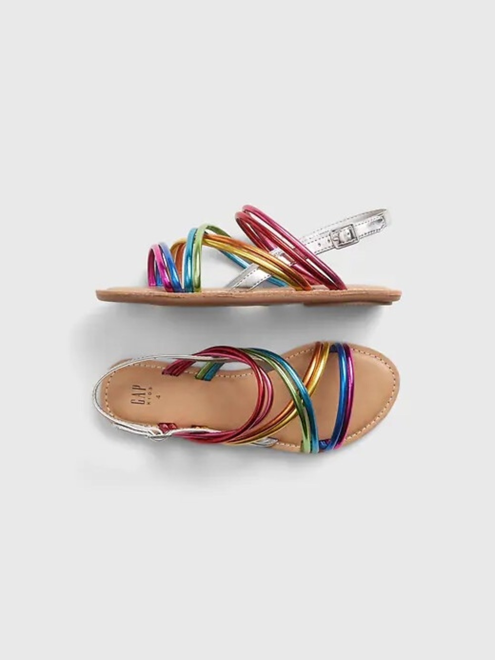 GAP Kids Girls Metallic Rainbow Multi-Color Strappy Sandals